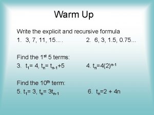 Explicit and recursive formulas