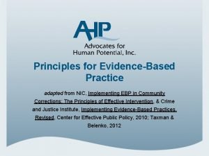 Principles of evidence based practice