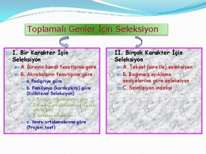 Toplamal Genler in Seleksiyon I Bir Karakter in