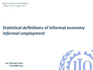 Regional course on Informality Chiba 16 20 October