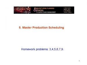 Master production schedule