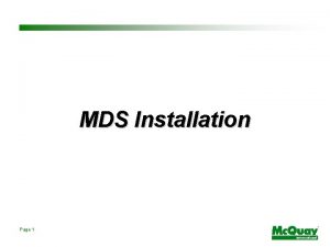 MDS Installation Page 1 Contents Introduction Outdoor Unit