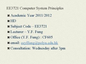 EE 3721 Computer System Principles Academic Year 20112012