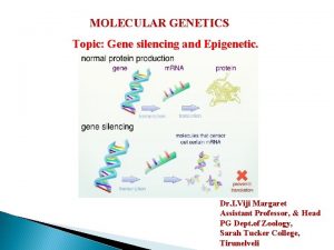 MOLECULAR GENETICS Topic Gene silencing and Epigenetic Dr