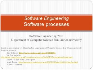 Software Engineering Software processes Software Engineering 2011 Department