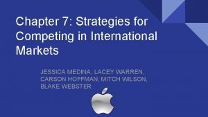 Chapter 7 Strategies for Competing in International Markets