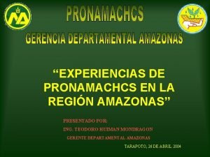 EXPERIENCIAS DE PRONAMACHCS EN LA REGIN AMAZONAS PRESENTADO