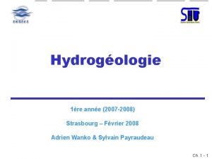 Intro Cycle de leau Aquifre Dynamique temp Vulnrabilit