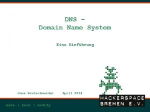 DNS Domain Name System Eine Einfhrung Jens Bretschneider