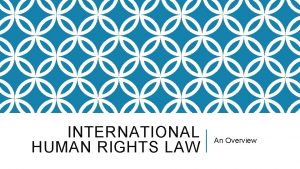 INTERNATIONAL HUMAN RIGHTS LAW An Overview THE INTERNATIONAL