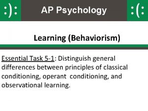 Behaviorism ap psychology