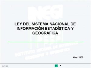 LEY DEL SISTEMA NACIONAL DE INFORMACIN ESTADSTICA Y