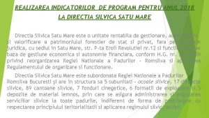 REALIZAREA INDICATORILOR DE PROGRAM PENTRU ANUL 2018 LA