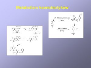 Metabolizm ksenobiotykw Metabolizm ksenobiotykw Ksenobiotyki syntetyczne zwizki organiczne