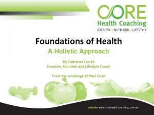 Foundations of Health A Holistic Approach By Cameron