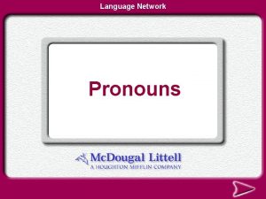 Language Network Pronouns Pronouns What is a Pronoun