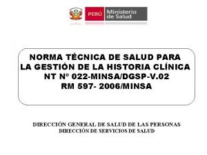 NORMA TCNICA DE SALUD PARA LA GESTIN DE