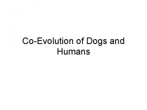 CoEvolution of Dogs and Humans What CoEvolution Means