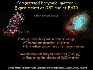 Compressed baryonic matter Experiments at GSI and at