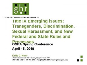 Title IX Emerging Issues Transgenders Discrimination Sexual Harassment
