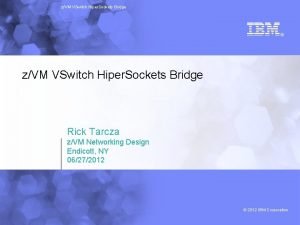 zVM VSwitch Hiper Sockets Bridge Rick Tarcza zVM