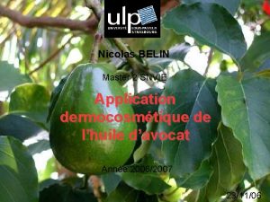 Nicolas BELIN Master 2 SNVIE Application dermocosmtique de