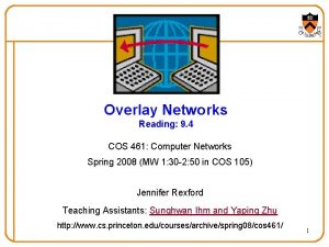 Overlay Networks Reading 9 4 COS 461 Computer