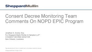 Consent Decree Monitoring Team Comments On NOPD EPIC
