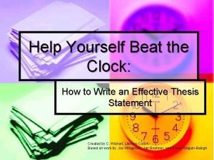 Help Yourself Beat the Clock How to Write