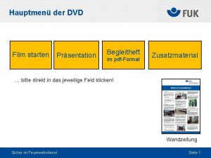 Hauptmen der DVD Film starten Prsentation Begleitheft im