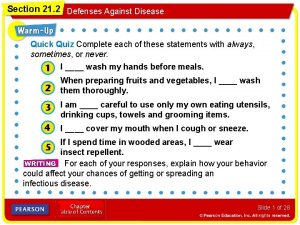 Section 21 2 Defenses Against Disease Quick Quiz