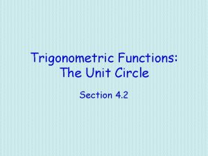 Trigonometric Functions The Unit Circle Section 4 2 Trigonometric Functions The Unit Circle Section 4 2