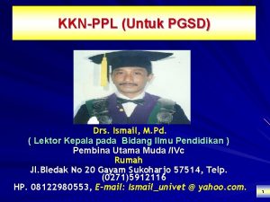 KKNPPL Untuk PGSD Drs Ismail M Pd Lektor