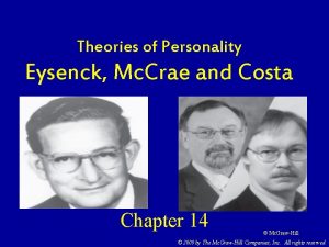 Theories of Personality Eysenck Mc Crae and Costa