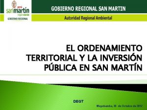 EL ORDENAMIENTO TERRITORIAL Y LA INVERSIN PBLICA EN