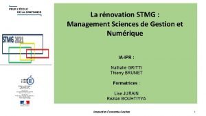 La rnovation STMG Management Sciences de Gestion et