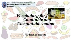 Classify the food items in exercise 1 countable nouns