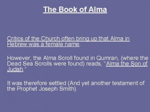 The Book of Alma Critics of the Church
