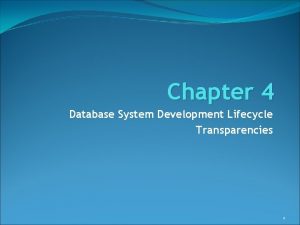 Chapter 4 Database System Development Lifecycle Transparencies 1