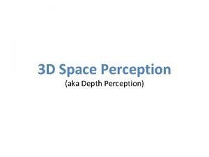 3 D Space Perception aka Depth Perception 3
