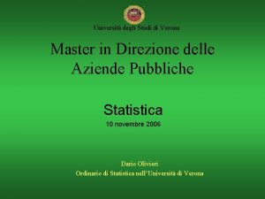 Universit degli Studi di Verona Master in Direzione