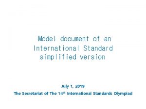 Model document of an International Standard simplified version