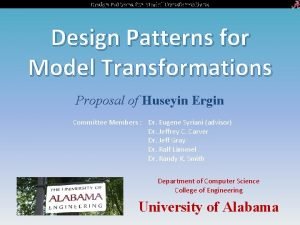 Design Patterns for Model Transformations Proposal of Huseyin