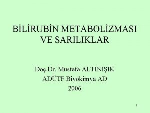 BLRUBN METABOLZMASI VE SARILIKLAR Do Dr Mustafa ALTINIIK