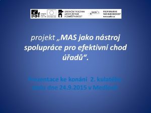 projekt MAS jako nstroj spoluprce pro efektivn chod