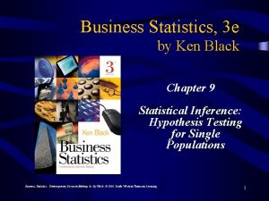 Business Statistics 3 e by Ken Black Chapter