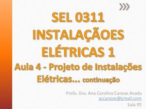 SEL 0311 INSTALAOES ELTRICAS 1 Aula 4 Projeto