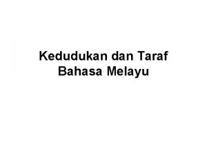 Perancangan taraf bahasa melayu