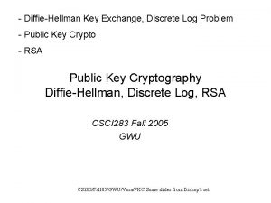 DiffieHellman Key Exchange Discrete Log Problem Public Key