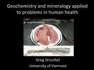 Geochemistry and mineralogy applied to problems in human